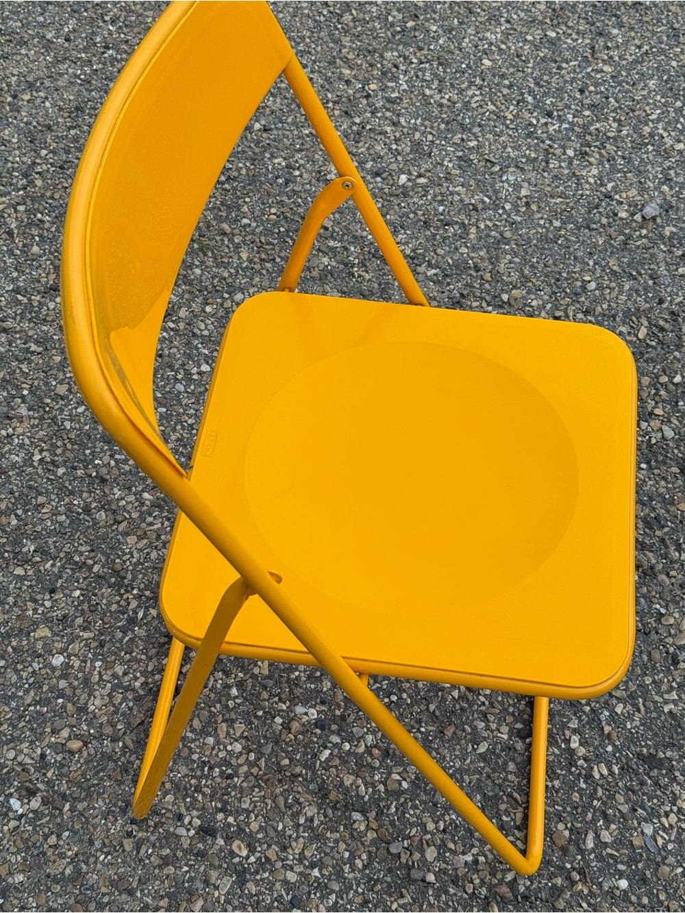 Yellow IKEA TED Vintage Folding Chair Metal Acrylic c1980s by Niels Gammelgaard